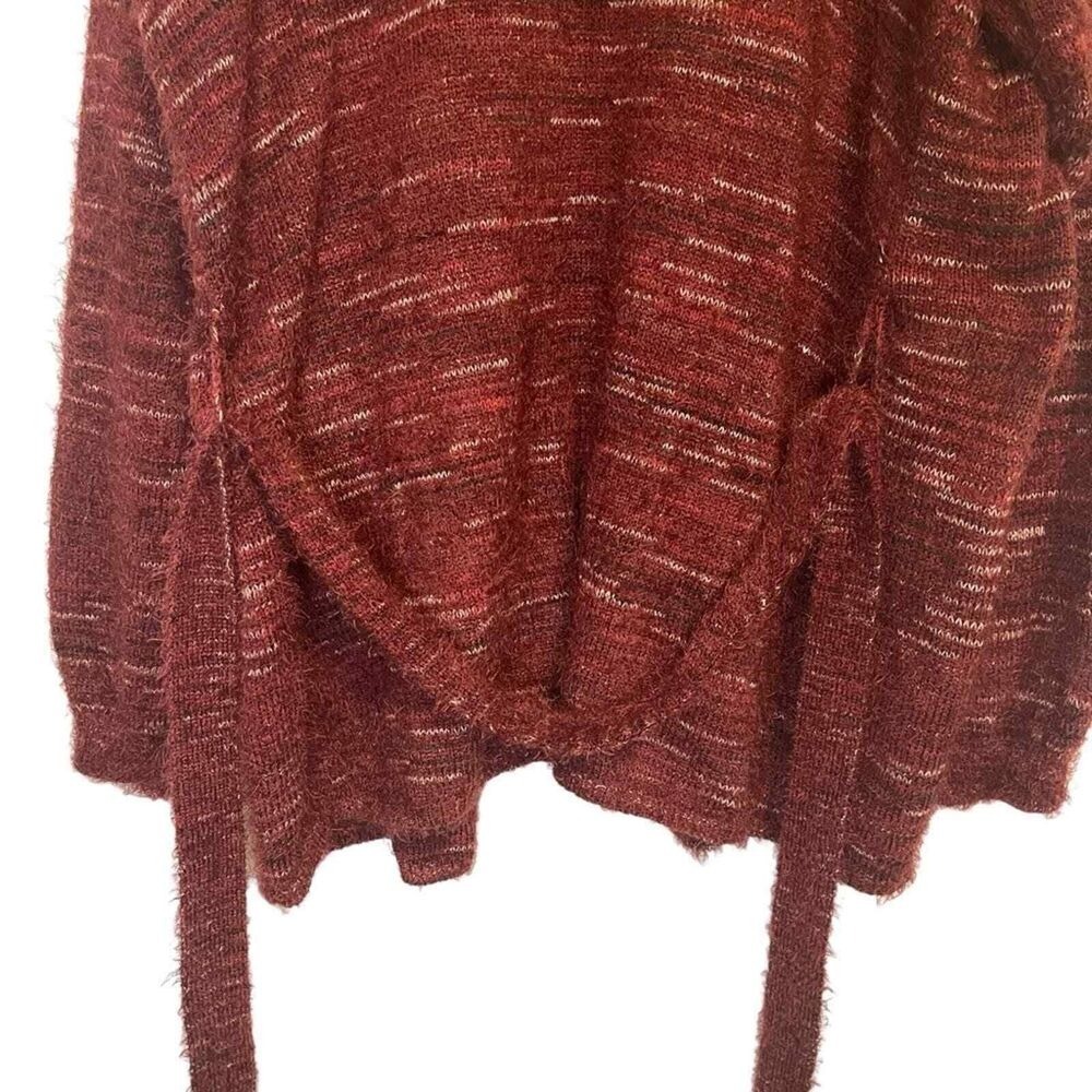 Knox Rose Burgundy‎ Space Dye Eyelash Knit Belted Cardigan Sweater Womens XL - Picture 9 of 11